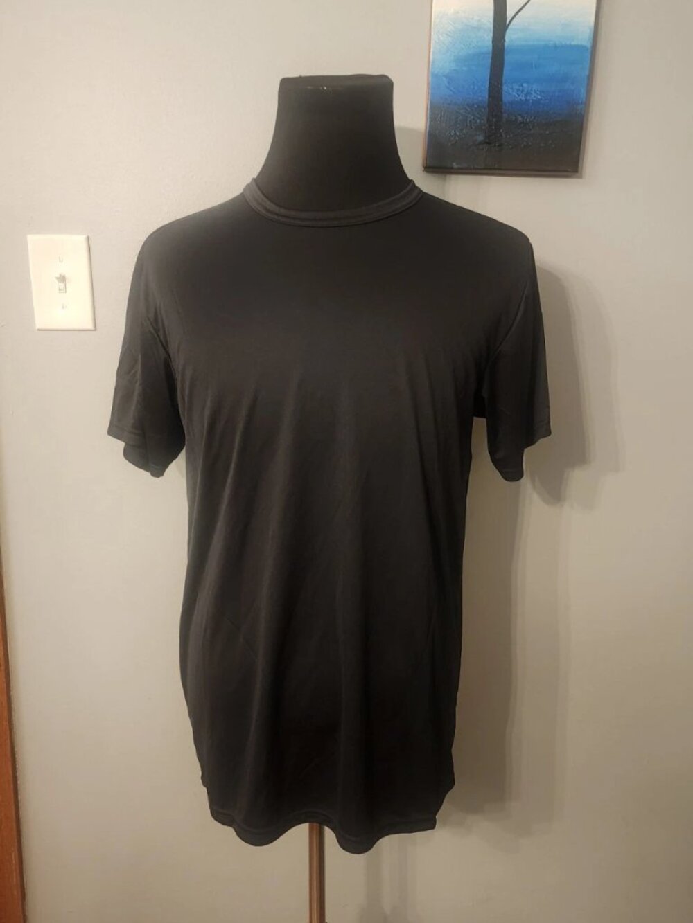 Soffe Men's T-Shirt Large Black Short Sleeve Moisture Wicking Black Tee